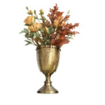 گلدان-دکوری-پایه‌دار-استیل-طلایی-طرح-پولکی