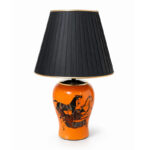 آباژور-رومیزی-نارنجی-هرمس-با-شید-مشکی