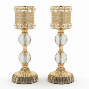 شمعدان-دکوری-پایه-کریستالی-طلایی-وارداتی-دو-تیکه-مدل-آنست