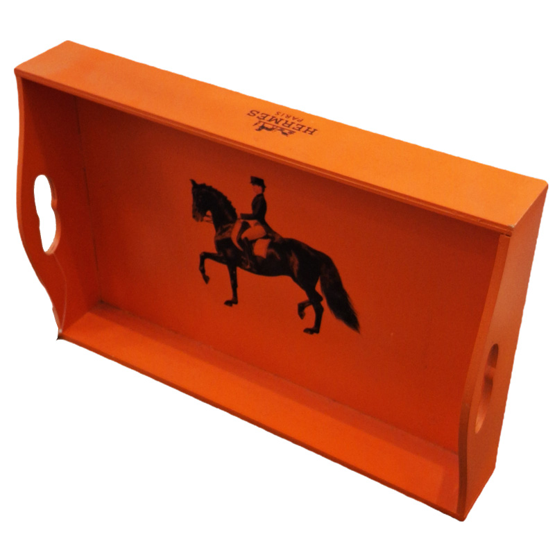 سینی دکوری نارنجی طرح هرمس مدل اسب‌سوار