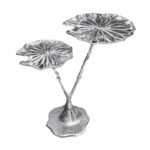 میز-کنار-سالنی-لوکس-طرح-برگ-نیلوفر-آبی-دو-طبقه-آبکاری-نقره-فورتیک